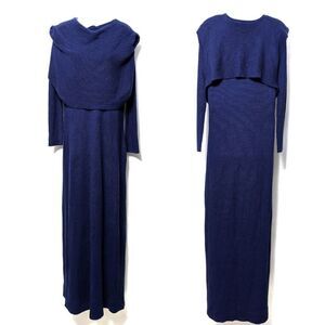DAY 7 Blue Layered Wool Blend Maxi Dress M